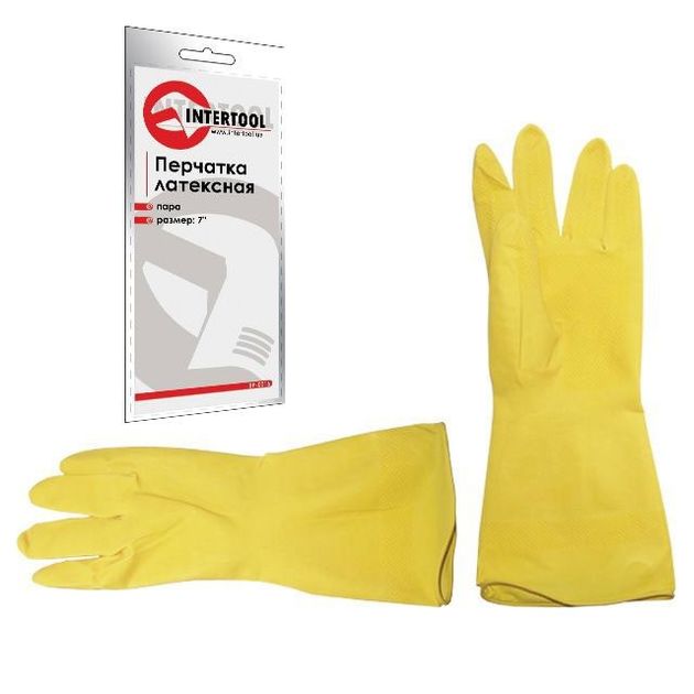 Перчатка латексная 8/M INTERTOOL SP-0017, фото  | SNABZHENIE.com.ua