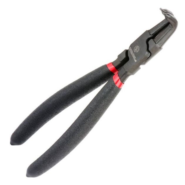 Щипці для зняття та установки стопорних кілець 180мм, вигнуті на стиснення, 40CrV, фосфатовані. INTERTOOL HT-7017, фото , зображення 2 | SNABZHENIE.com.ua