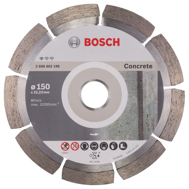Алмазний відрізний круг 150 x 22,23 мм для обробки бетону Standard for Concrete BOSCH (2608602198), фото  | SNABZHENIE.com.ua