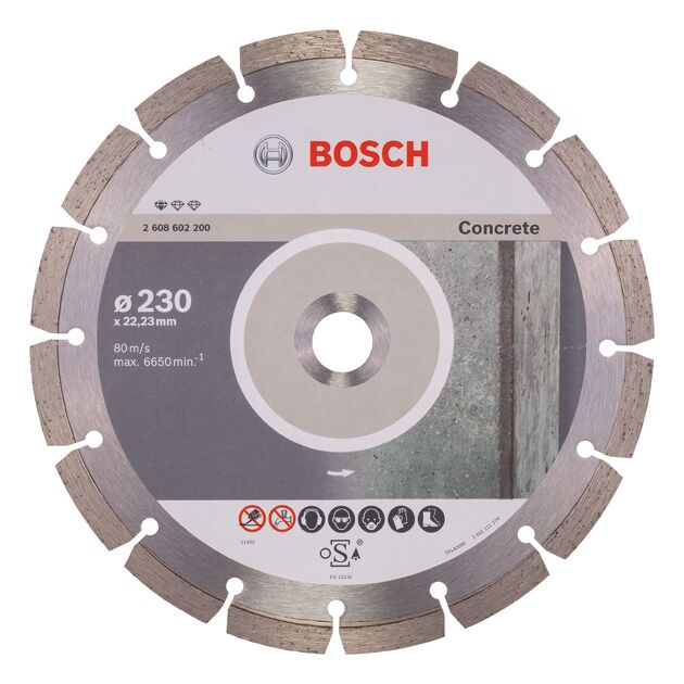 Алмазний відрізний круг 230 x 22,23 мм для обробки бетону Standard for Concrete BOSCH (2608602200), фото  | SNABZHENIE.com.ua