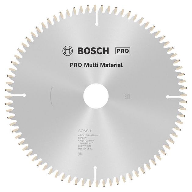 Пильний диск 216 x 30 мм, Z 80 для обробки алюмінію та дерева Multi Material BOSCH (2608640447), фото  | SNABZHENIE.com.ua