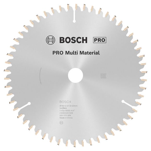 Пильний диск 190 x 20 мм, Z 54 для обробки алюмінію та дерева Multi Material BOSCH (2608640508), фото  | SNABZHENIE.com.ua