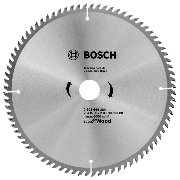 Пильный диск 254x30 мм, 80 T по дереву ECO Wood BOSCH, фото  | SNABZHENIE.com.ua