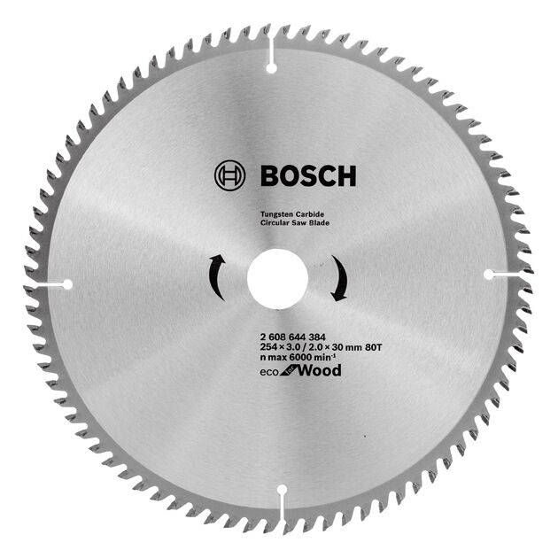 Пильний диск 254 x 30 мм, 80 T по дереву ECO Wood BOSCH (2608644384), фото  | SNABZHENIE.com.ua
