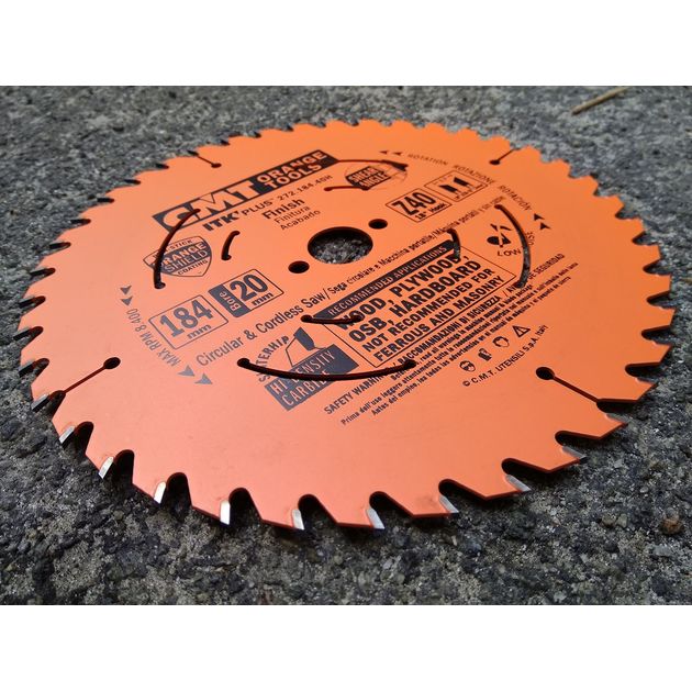 Диск пильний 184 х 20 мм, Z 40 з тонким пропилом по дереву для поперечного пилення CMT (272.184.40H), фото , зображення 12 | SNABZHENIE.com.ua