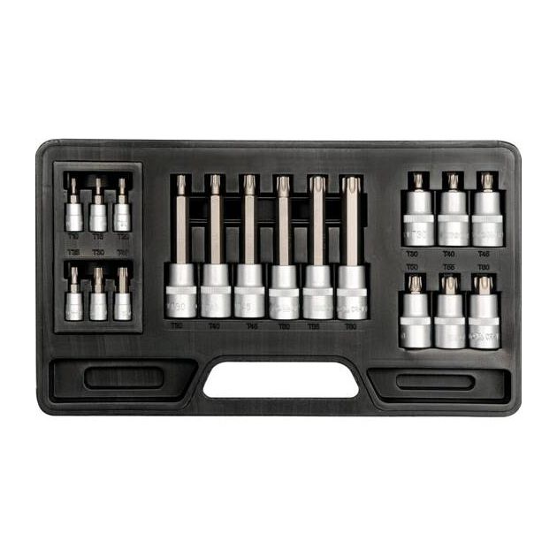 Набор инструментов YATO 18 предметов, квадрат 1/2 и 1/4, TORX T10-T60, фото  | SNABZHENIE.com.ua