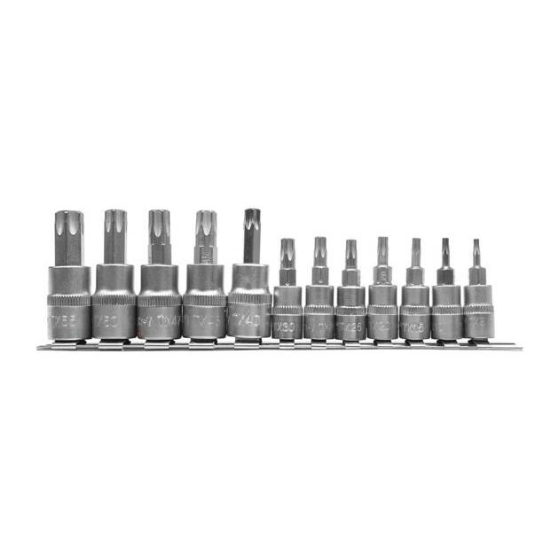 Набор торцевых головок TORX Т8-Т55, квадрат 1/4, 3/8, 12 шт. YATO, фото  | SNABZHENIE.com.ua