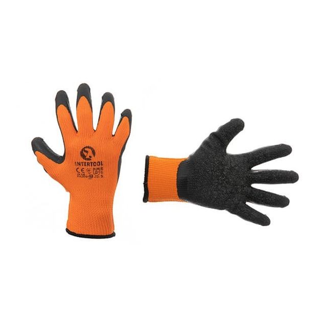 Перчатка трикотажная оранжевая с черным латексом 9 INTERTOOL SP-0120, фото  | SNABZHENIE.com.ua