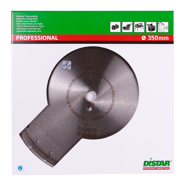 Диск алмазний відрізний сегментний по бетону DISTAR Green Concrete 350 x 3,2/2,2 x 25,4-11,5-25-ARP 40 x 3,2 x 8+2 1A1RSS/C3-W R165 (12385042024), фото , зображення 5 | SNABZHENIE.com.ua