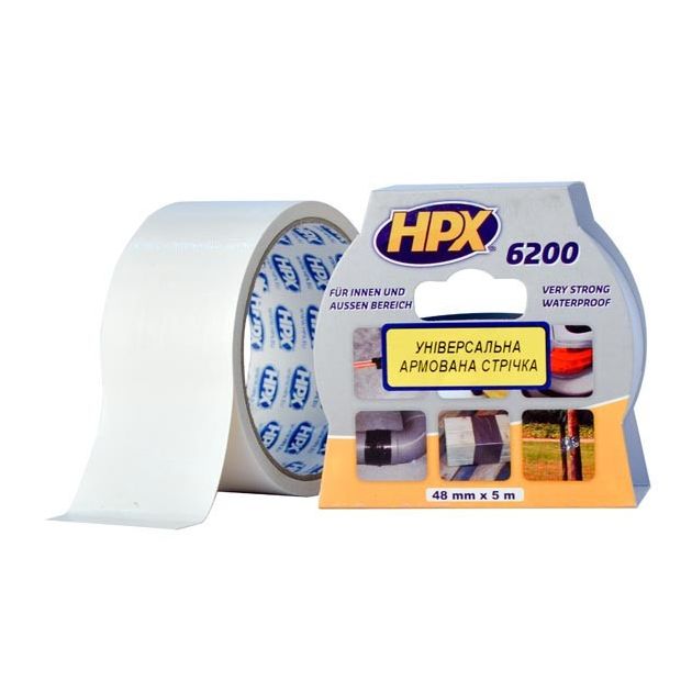 HPX 6200 - 48мм х 5м - белая армированная лента для ремонта, фото  | SNABZHENIE.com.ua