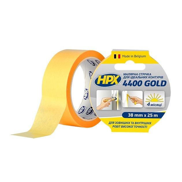 Малярная лента HPX 4400 "Золотая" 38мм x 25м для наружного применения, фото  | SNABZHENIE.com.ua
