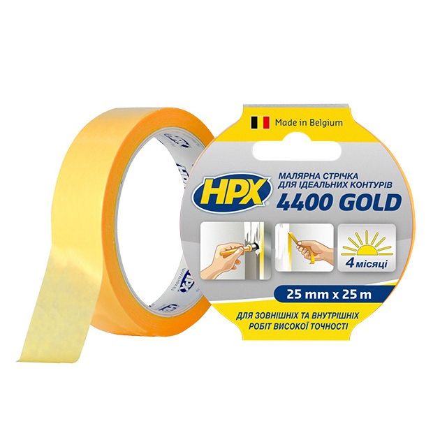 Малярная лента HPX 4400 “Золотая” 25мм x 25м для наружных работ, фото  | SNABZHENIE.com.ua