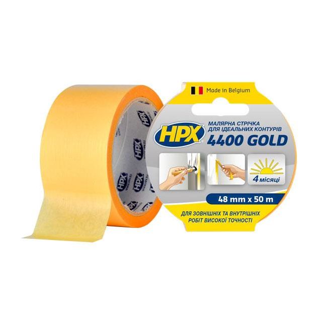 Малярная лента HPX 4400 “Золотая” 48мм x 50м для наружных работ, фото  | SNABZHENIE.com.ua