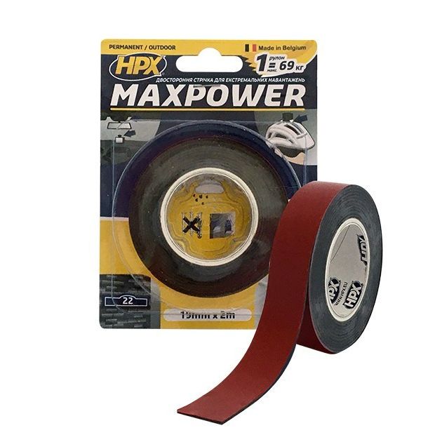 MAXPOWER OUTDOOR - черная двусторонняя лента HPX 19мм х 2м, фото  | SNABZHENIE.com.ua