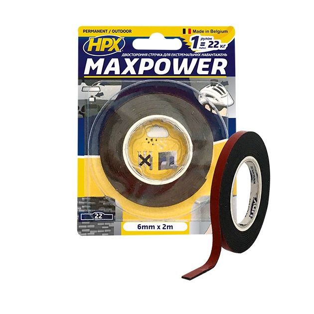 MAXPOWER OUTDOOR - черная двусторонняя лента 6мм х 2м для экстремальных нагрузок, фото  | SNABZHENIE.com.ua