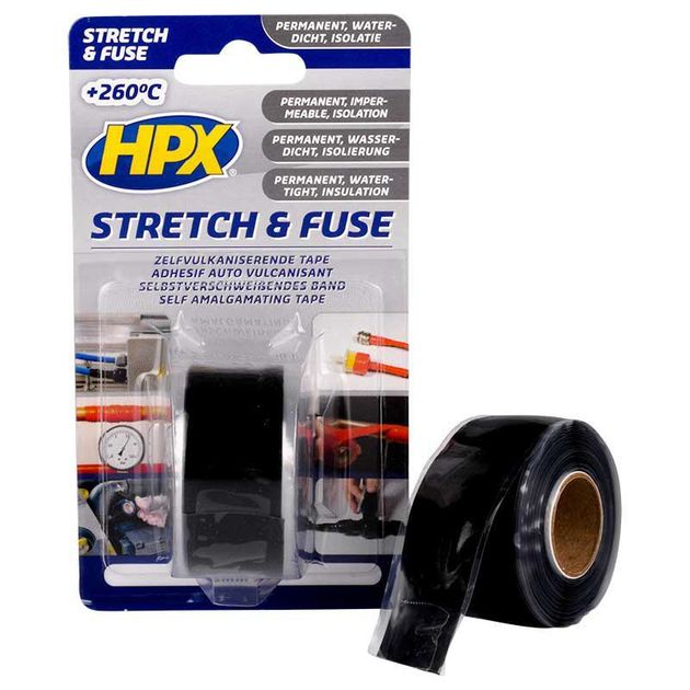HPX Stretch&Fuse - черная силиконовая лента для ремонта труб 25мм х 3м, фото  | SNABZHENIE.com.ua