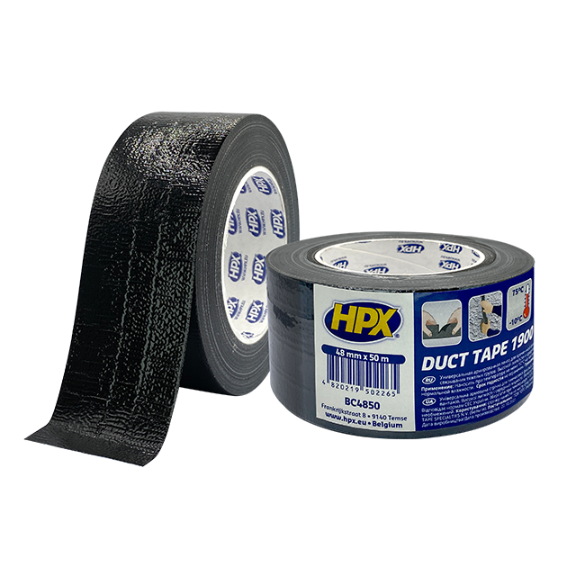 Армированная клейкая лента HPX Duct Tape Universal 1900, черная 48мм х 50м, фото  | SNABZHENIE.com.ua
