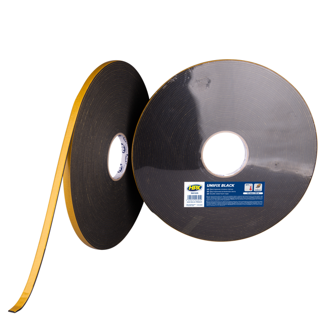 UNIFIX Black - 12 мм х 25 м - товста - 3 мм монтажна стрічка (скотч) для миттєвої фіксації, чорна, фото  | SNABZHENIE.com.ua