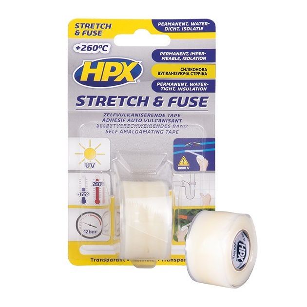 HPX Stretch&Fuse - 25мм х 0,8м, прозрачная вулканизирующая лента, фото  | SNABZHENIE.com.ua