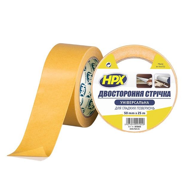 Двухсторонняя клейкая лента HPX 50мм х 25м для гладких поверхностей, фото  | SNABZHENIE.com.ua