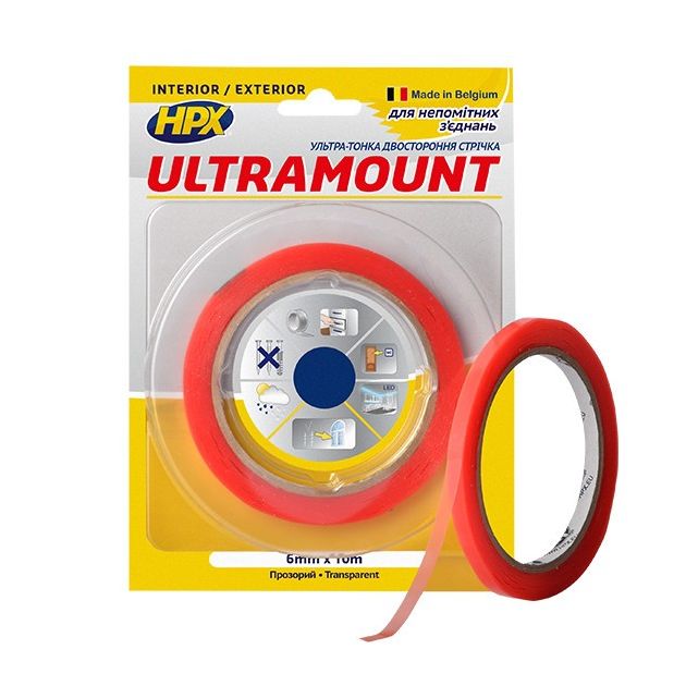 Ультра-тонкая прозрачная монтажная лента ULTRA MOUNT 6мм x 10м, фото  | SNABZHENIE.com.ua