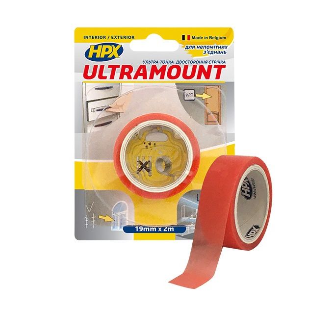 ULTRA MOUNT - 19мм x 2м - ультра-тонка прозора монтажна стрічка (скотч) для непомітних з'єднань, фото  | SNABZHENIE.com.ua