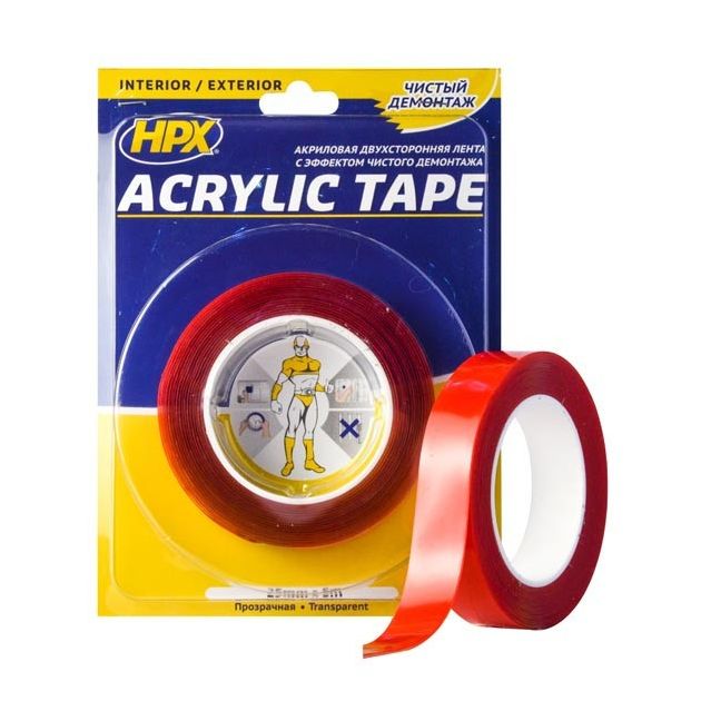 Двусторонняя акриловая прозрачная лента HPX 25мм x 5м, фото  | SNABZHENIE.com.ua