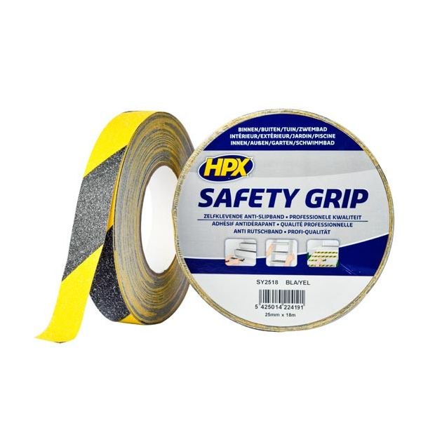 HPX SAFETY GRIP - 25мм х 18м, черно-желтая антискользящая лента, фото  | SNABZHENIE.com.ua