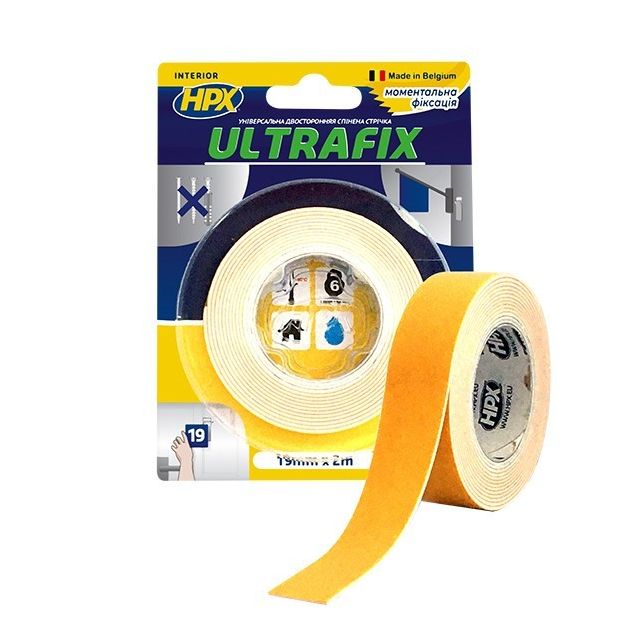 ULTRAFIX - 19мм x 2м - миттєва фіксація, двостороння клейка стрічка (скотч), фото  | SNABZHENIE.com.ua