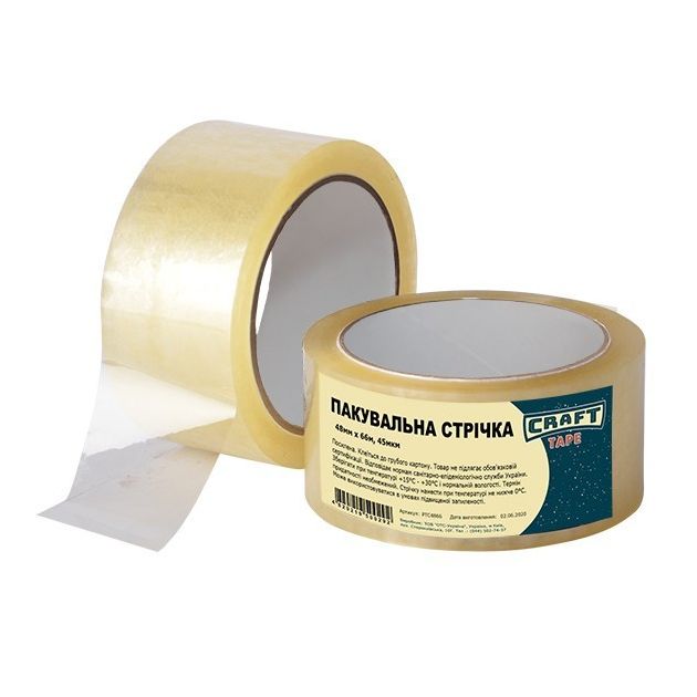 Упаковочная лента CRAFT TAPE, 48мм х 66м, 45мкм, прозрачная, фото  | SNABZHENIE.com.ua