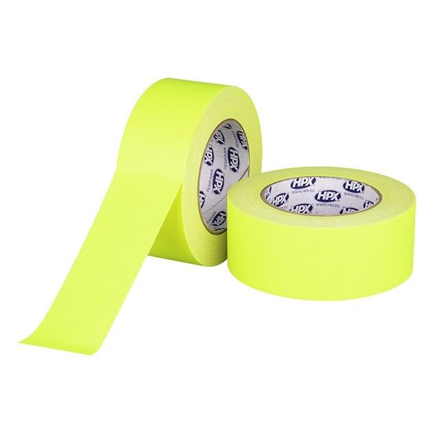 Флуоресцентный матовый тейп HPX FLUO GAFFER PRO, 50мм х 25м, желтый, фото , изображение 2 | SNABZHENIE.com.ua Флуоресцентный матовый тейп HPX FLUO GAFFER PRO, 50мм х 25м, желтый, фото , изображение 2 | SNABZHENIE.com.ua