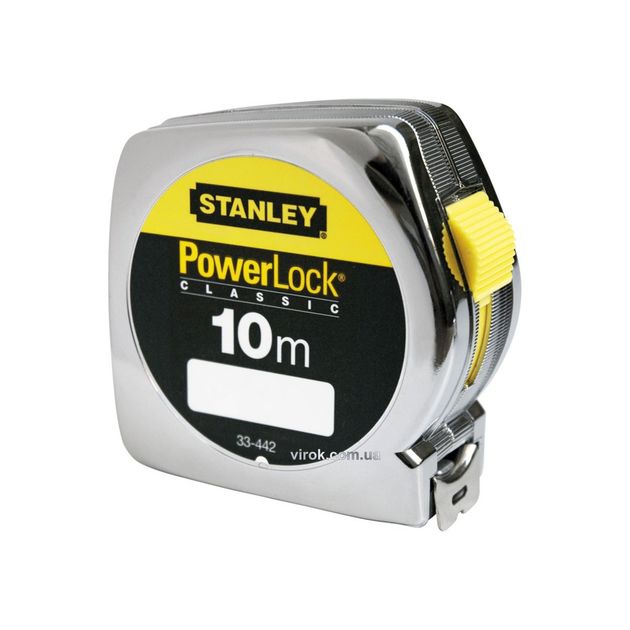 Рулетка STANLEY Powerlock 10 м х 25 мм, стальная лента, хром. корпус, фото  | SNABZHENIE.com.ua