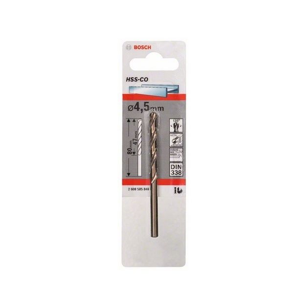Сверло по металлу 4,5 мм HSS-Co, 1 шт. BOSCH (2608585849), фото , изображение 3 | SNABZHENIE.com.ua Сверло по металлу 4,5 мм HSS-Co, 1 шт. BOSCH (2608585849), фото , изображение 3 | SNABZHENIE.com.ua