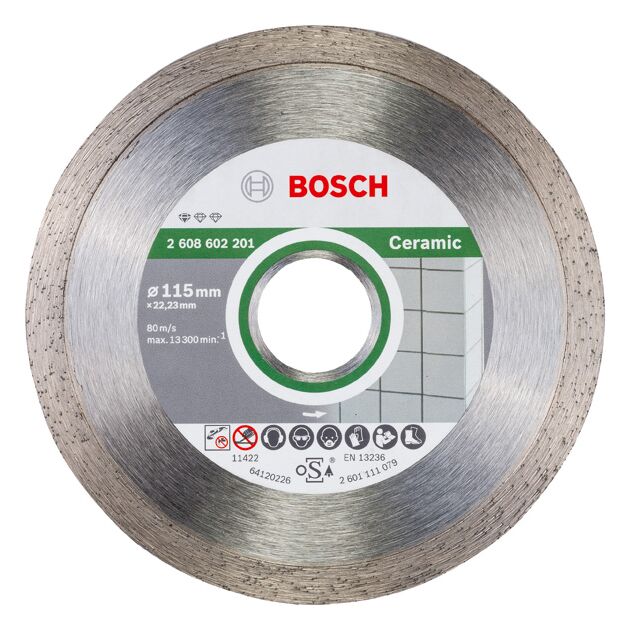 Алмазний відрізний круг 115 x 22,23 мм, Standard for Ceramic, 10 шт, BOSCH (2608603231), фото  | SNABZHENIE.com.ua