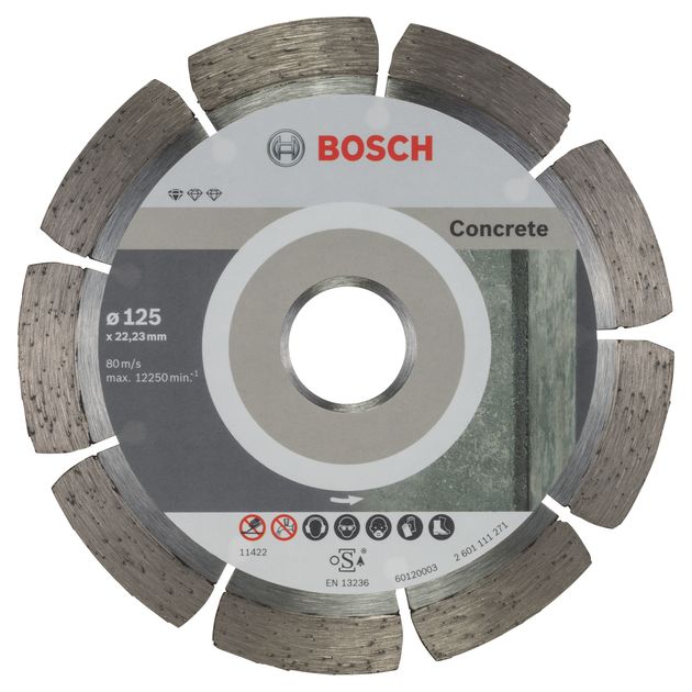 Алмазний відрізний круг 125 x 22,23 мм, Standard for Concrete, 10 шт, BOSCH (2608603240), фото  | SNABZHENIE.com.ua