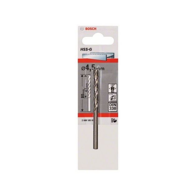 Сверло по металлу 4,5 мм HSS-G BOSCH (2608585920) 1 шт., фото , изображение 4 | SNABZHENIE.com.ua Сверло по металлу 4,5 мм HSS-G BOSCH (2608585920) 1 шт., фото , изображение 4 | SNABZHENIE.com.ua