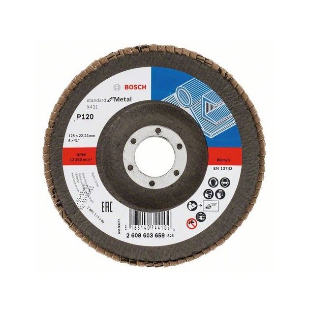 Лепестковий шліфувальний круг 125 x 22,2 мм K120 кутовий, Standard for Metal BOSCH (2608603659), фото , зображення 2 | SNABZHENIE.com.ua Лепестковий шліфувальний круг 125 x 22,2 мм K120 кутовий, Standard for Metal BOSCH (2608603659), фото , зображення 2 | SNABZHENIE.com.ua