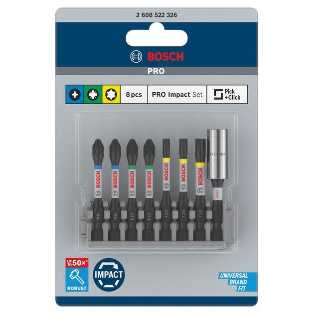 Биты для шуруповерта Impact Control PH2, PZ2, T20, T25, T30, 8 шт. BOSCH, фото  | SNABZHENIE.com.ua