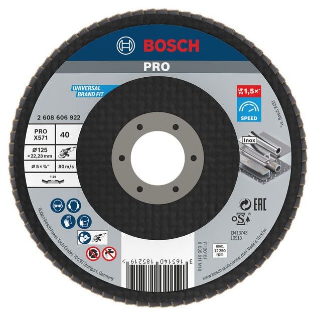 Лепестковий шліфувальний круг 125 x 22,2 мм K40 кутовий, Best for Metal BOSCH (2608606922), фото  | SNABZHENIE.com.ua