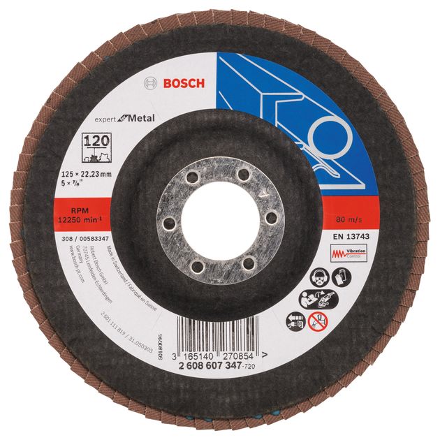 Шлифкруг лепестковый 125x22,2 мм K120 угловой BOSCH Expert, фото  | SNABZHENIE.com.ua