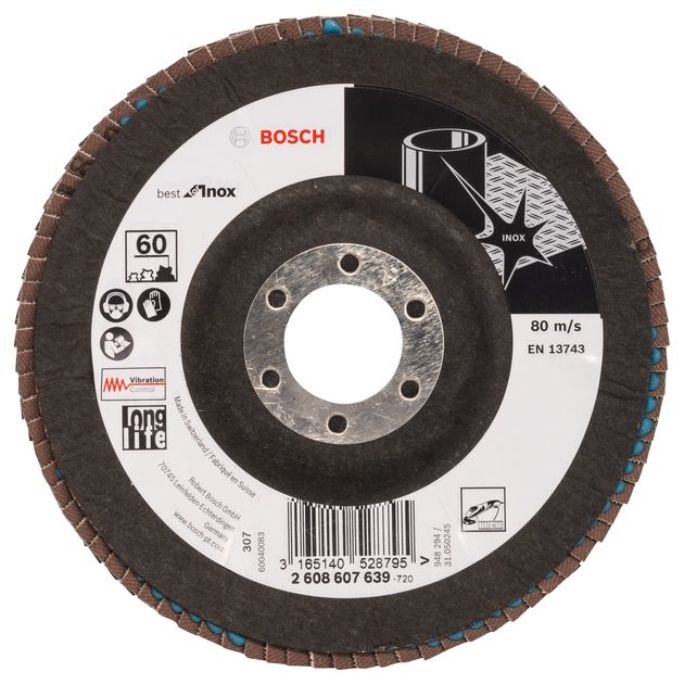 Шлифкруг лепестковый 125x22,2 мм K60 угловой BOSCH (2608607639), фото  | SNABZHENIE.com.ua