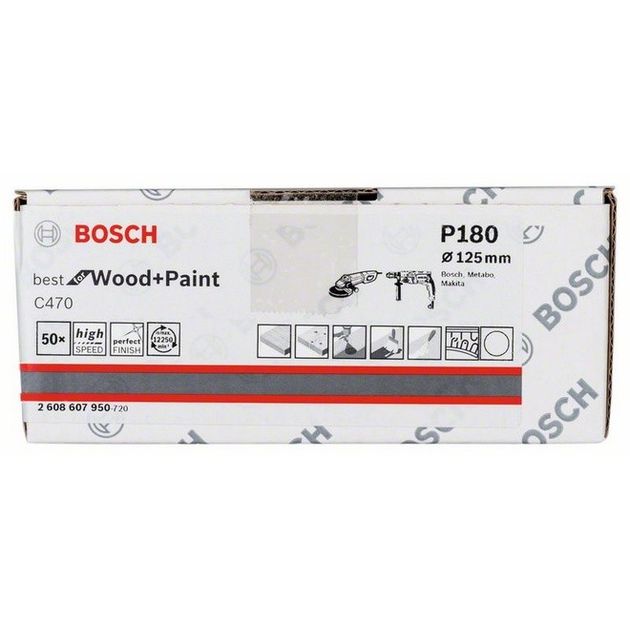 Шліфлист 125 мм K 180, Best for Wood, 50 шт. BOSCH (2608607950), фото , зображення 3 | SNABZHENIE.com.ua