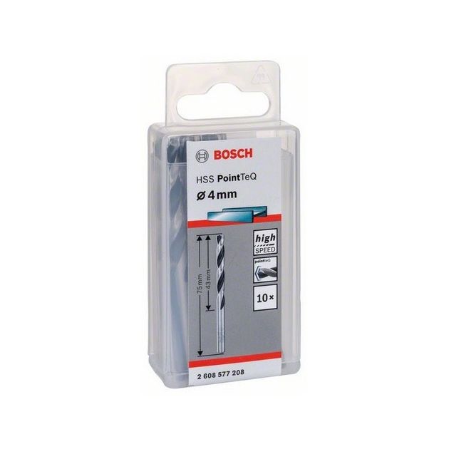 Спиральное сверло 4,0 мм по металлу, HSS PointTeQ, 10 шт. BOSCH, фото , изображение 2 | SNABZHENIE.com.ua Спиральное сверло 4,0 мм по металлу, HSS PointTeQ, 10 шт. BOSCH, фото , изображение 2 | SNABZHENIE.com.ua