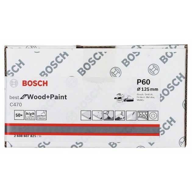 Шліфлист 125 мм K 60, Best for Wood, 50 шт. BOSCH (2608607825), фото , зображення 3 | SNABZHENIE.com.ua