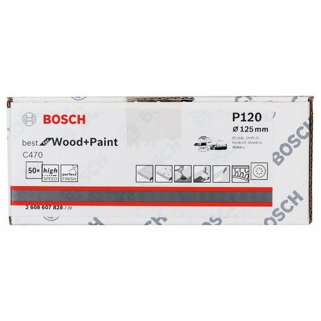Шліфлист 125 мм K 120, Best for Wood, 50 шт. BOSCH (2608607828), фото , зображення 3 | SNABZHENIE.com.ua
