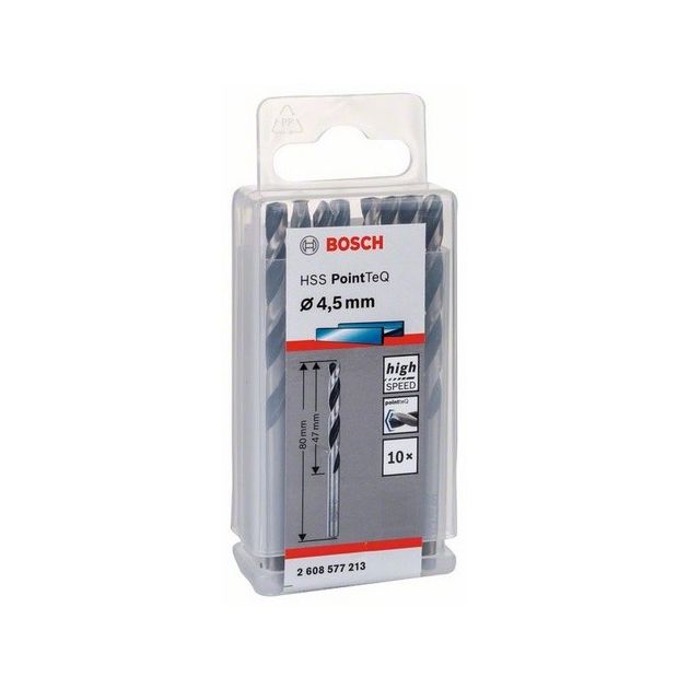 Сверло спиральное по металлу 4,5 мм HSS PointTeQ 10 шт. BOSCH, фото , изображение 2 | SNABZHENIE.com.ua Сверло спиральное по металлу 4,5 мм HSS PointTeQ 10 шт. BOSCH, фото , изображение 2 | SNABZHENIE.com.ua