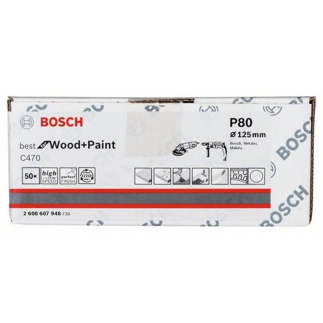 Шліфлист 125 мм K 80, Best for Wood, 50 шт. BOSCH (2608607948), фото , зображення 3 | SNABZHENIE.com.ua