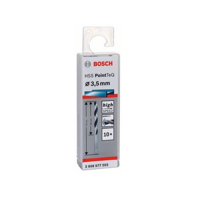 Сверло спиральное HSS 3,5 мм по металлу, 10 шт. BOSCH (2608577203), фото , изображение 2 | SNABZHENIE.com.ua Сверло спиральное HSS 3,5 мм по металлу, 10 шт. BOSCH (2608577203), фото , изображение 2 | SNABZHENIE.com.ua