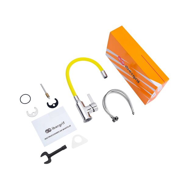 Смеситель кухонный Ibergrif M22112-4 с гибким изливом, фото , изображение 8 | SNABZHENIE.com.ua