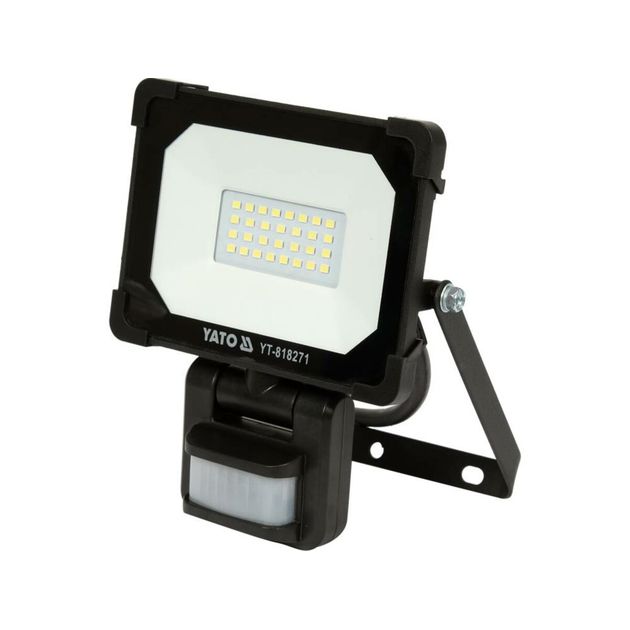 Прожектор з SMD-діодним випромінювачем і датчиком руху YATO 20 Вт, 230 В, 1900 лм, 30 діодів, фото  | SNABZHENIE.com.ua